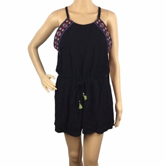 As U Wish Romper Black Keyhole Tie Waist - Picture 1 of 9